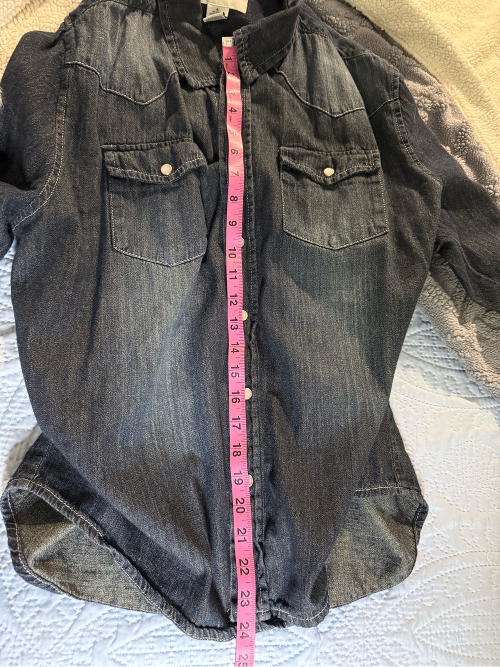 Ditch Plains New York Women’s Large Denim Pearl Snap Western Shirt - Picture 3 of 16